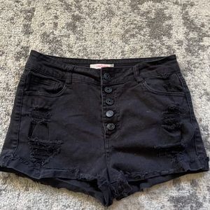 Black Jean Shorts Distressed